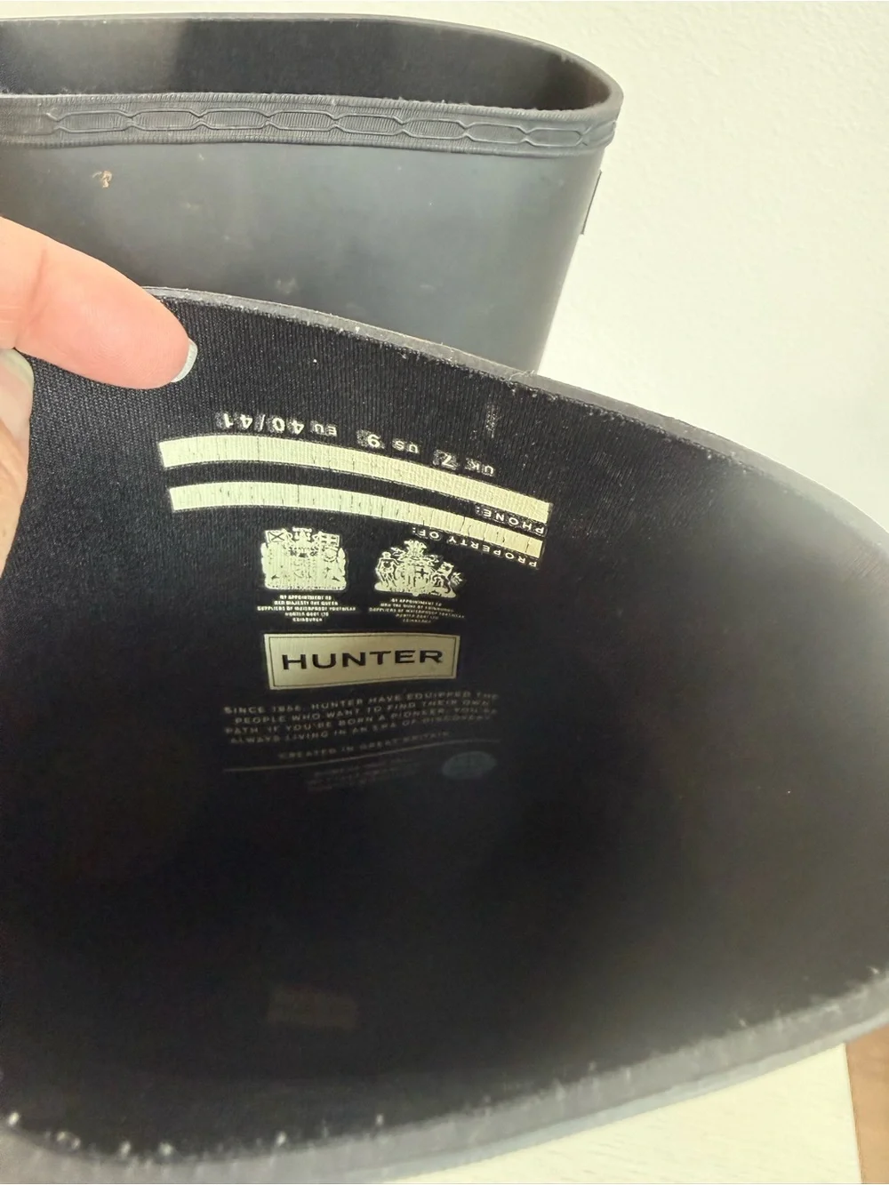 Hunter Women’s Original Tall Black Rubber Rain Boots Wellington Buckle Size 9
